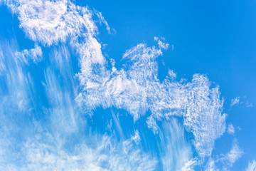 blue sky and dragon shaped cirrus clouds over the sky of tokyo.