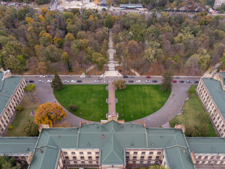 Aerial view of the National Technical University of Ukraine, also known as Igor Sikorsky Kyiv Polytechnic Institute. Kiev, Ukraine