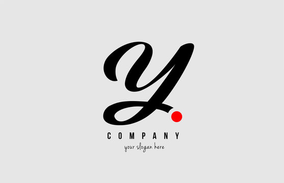 Y black and white alphabet letter with red circle for  company logo icon design