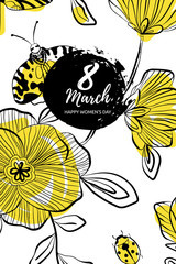 8 march, happy woman's day, greeting card background, wedding invitation, season sale banner