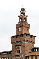 Fototapeta na wymiar Elements of the architecture of the ancient Castle of Sforza in Milan Italy. 