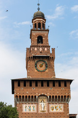 Fototapeta premium Elements of the architecture of the ancient Castle of Sforza in Milan Italy. 