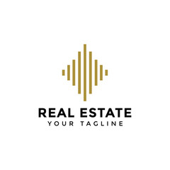 Abstract Simple Elegant Real Estate Logo Line Design Template