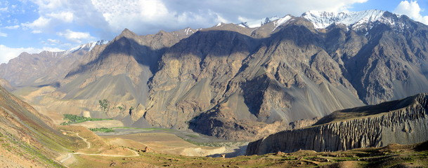 Nisur village in the beautiful Bartang Valley, Pamir Mountain Range, Tajikistan