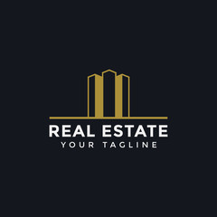 Abstract Simple Elegant Real Estate Logo Line Design Template