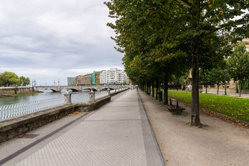 Urumea River in San Sebastian at hight tide