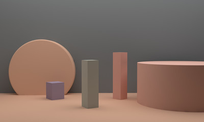 Geometric shape scene Minimal style,  3d rendering.