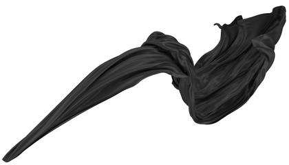 Abstract background of black wavy silk or satin. 3d rendering image.