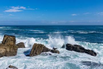 Big sea waves in San Sebastian, Donostia, Spain.