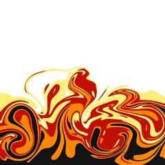 Fototapeta premium abstract background use color of fire be border at the lower of white background. Upper half is blank space for insert texts or pictures. Use yellow, red, orange and black color.