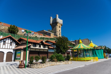 Fototapeta premium Parque de Atracciones Monte Igueldo. Old amusement park in San Sebastian, Donostia, Spain.