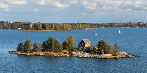 House on island in Baltic sea, Helsinki, Finland