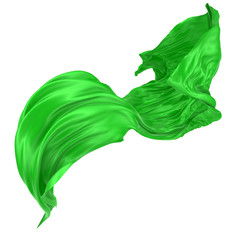 Abstract background of green wavy silk or satin. 3d rendering image.