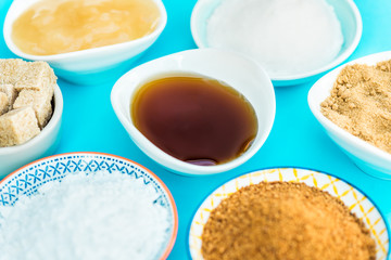 Different Kinds of Sugar and Sweeteners in the Bowls