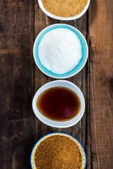 Different Kinds of Sugar and Sweeteners in the Bowls