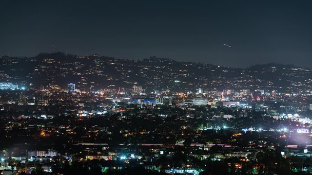 Los Angeles Sunset Strip And West Hollywood Night Skyline Time Lapse