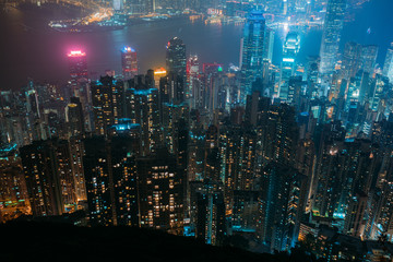 Obraz premium Hong Kong building and architecture at night