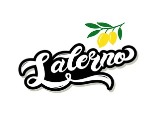 Salerno. The name of Italian town on the Amalfi coast. Hand drawn lettering. Vector illustration. Best for souvenir products.