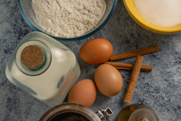 Ingredients for preparing a cake