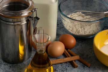 Ingredients for preparing a cake