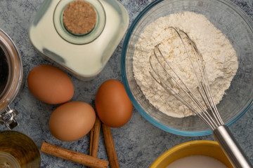 Ingredients for preparing a cake