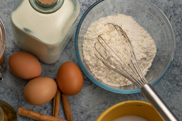 Ingredients for preparing a cake