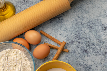 Ingredients for preparing a cake