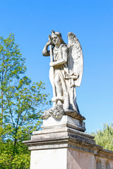 KALWARIA ZEBRZYDOWSKA, POLAND - SEPTEMBER 05, 2019: The Angel's Bridge over the Cedron river