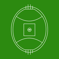 Australian football field isolated on green background