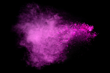 Fototapeta na wymiar Colorful Explosion. Dust Particle Isolated on Black Background