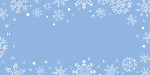 white christmas snowflake border on blue background vector illustration EPS10