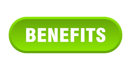 benefits button. benefits rounded green sign. benefits
