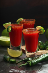 Shots with sangrita - traditional Mexican cocktail	