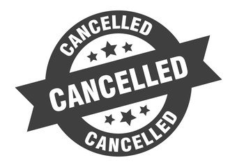 cancelled sign. cancelled black round ribbon sticker