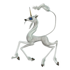3D Rendering Fairy Tale White Unicorn on White