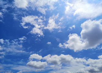 Stratocumulus white clouds in the blue sky natural background beautiful nature space for write
