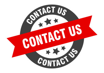 contact us sign. contact us black-red round ribbon sticker
