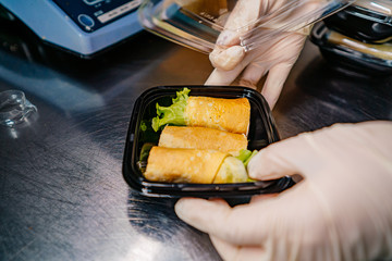 chicken roll with salad chef