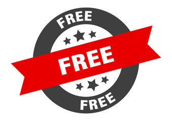 free sign. free black-red round ribbon sticker