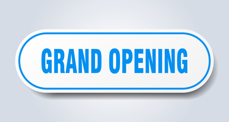 grand opening sign. grand opening rounded blue sticker. grand opening