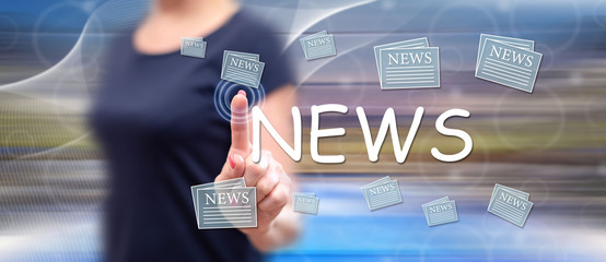 Woman touching a news concept