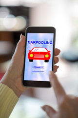 Carpooling concept on a smartphone