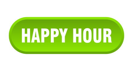 happy hour button. happy hour rounded green sign. happy hour