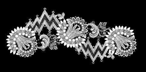 Black and white lace, border flowers, fashion style, decoration element, pattern for every backdrop.