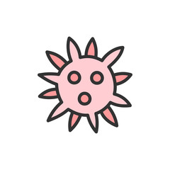 Vector virus, bacteria flat color line icon.