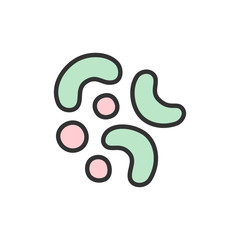 Vector probiotics bacteria flat color line icon.