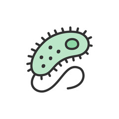 Vector germ, bacteria, virus flat color line icon.