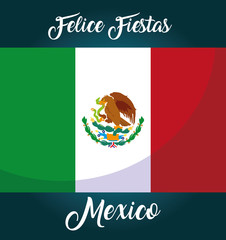 felices fiestas mexico label with Mexican flag