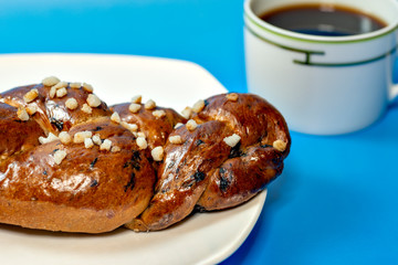 Home made bread, Zopf with blueberry