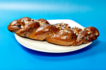 Home made bread, Zopf with blueberry